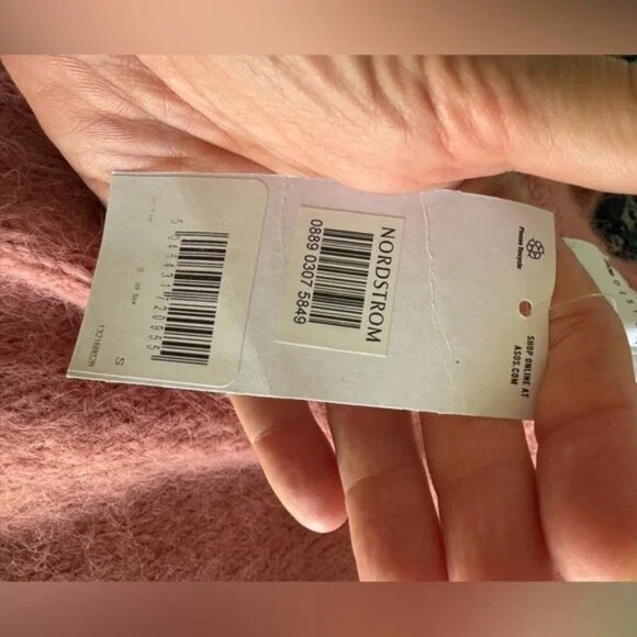 ASOS Design Soft Pink Sweater V-Neck, Chunky Relaxed Fit, Small, US 4-6, New - Picture 6 of 8